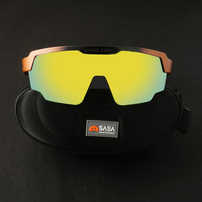 Raptor Matte Copper/Black Frame Yellow Revo Lens Sports Sunglasses for Cricket I Cycling I Marathon
