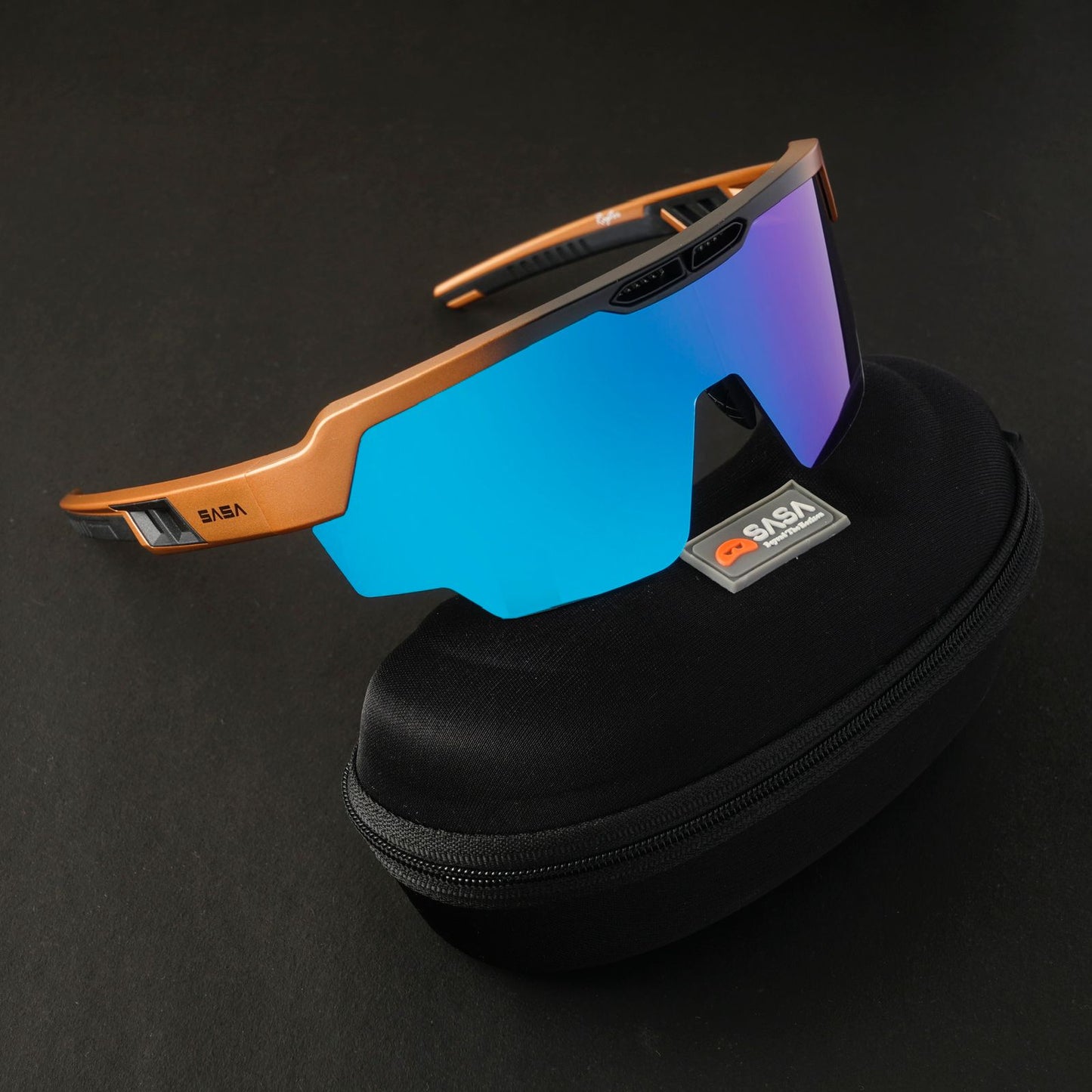 Raptor Matte Copper/Black Frame Ice Blue Revo Lens Sports Sunglasses for Cricket I Cycling I Marathon