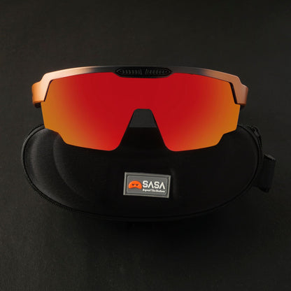 Raptor Matte Copper-Black Frame Red Revo Lens Sports Sunglasses for Cricket I Cycling I Marathon
