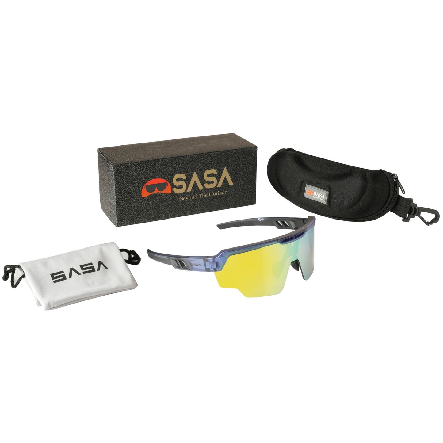 Raptor Translucent Blue Frame Yellow Revo Lens Sports Sunglasses for Cricket I Cycling I Marathon