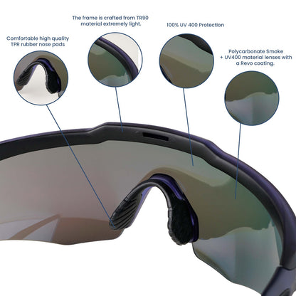 Rebound Translucent Blue Frame Red Revo Lens Sports Sunglasses