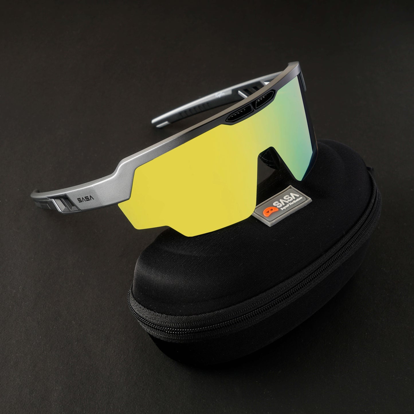 Raptor Matte Silver/Black Frame Yellow Revo Lens Sports Sunglasses for Cricket I Cycling I Marathon
