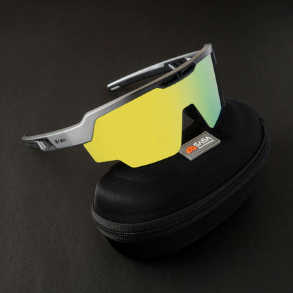Raptor Matte Silver/Black Frame Yellow Revo Lens Sports Sunglasses for Cricket I Cycling I Marathon