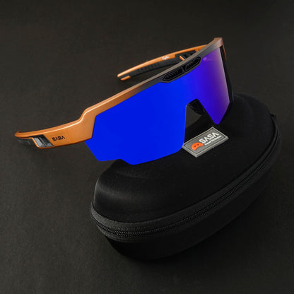 Raptor Matte Copper Black Frame Blue Revo Lens Sports Sunglasses for Cricket I Cycling I Marathon