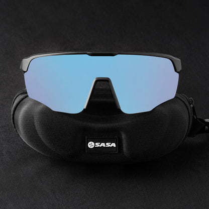 Viper Matte Black Frame Lens Ice Blue Revo Sports Sunglasses For Cricket I Cycling I Marathon