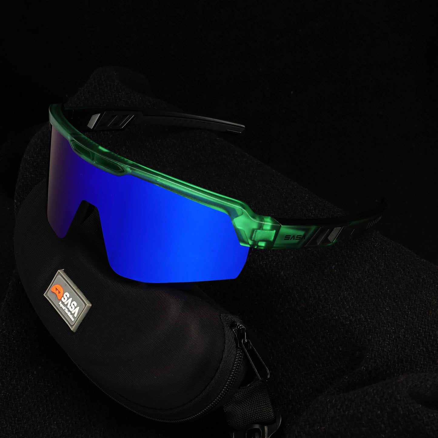 Raptor Translucent Green Frame Blue Revo Lens Sports Sunglasses for Cricket I Cycling I Marathon