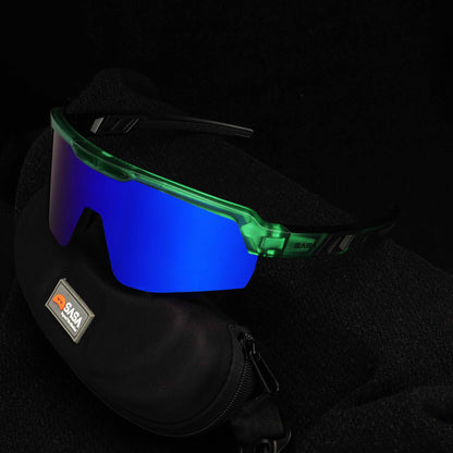Raptor Translucent Green Frame Blue Revo Lens Sports Sunglasses for Cricket I Cycling I Marathon