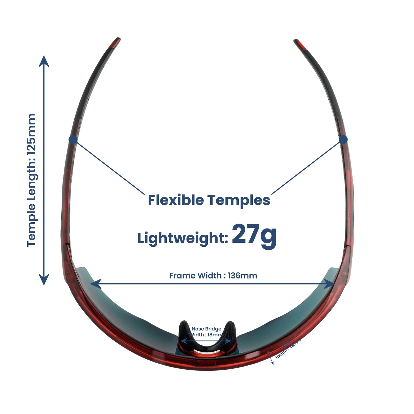 Rebound Translucent Red Frame Ice Blue Revo Lens Sports Sunglasses
