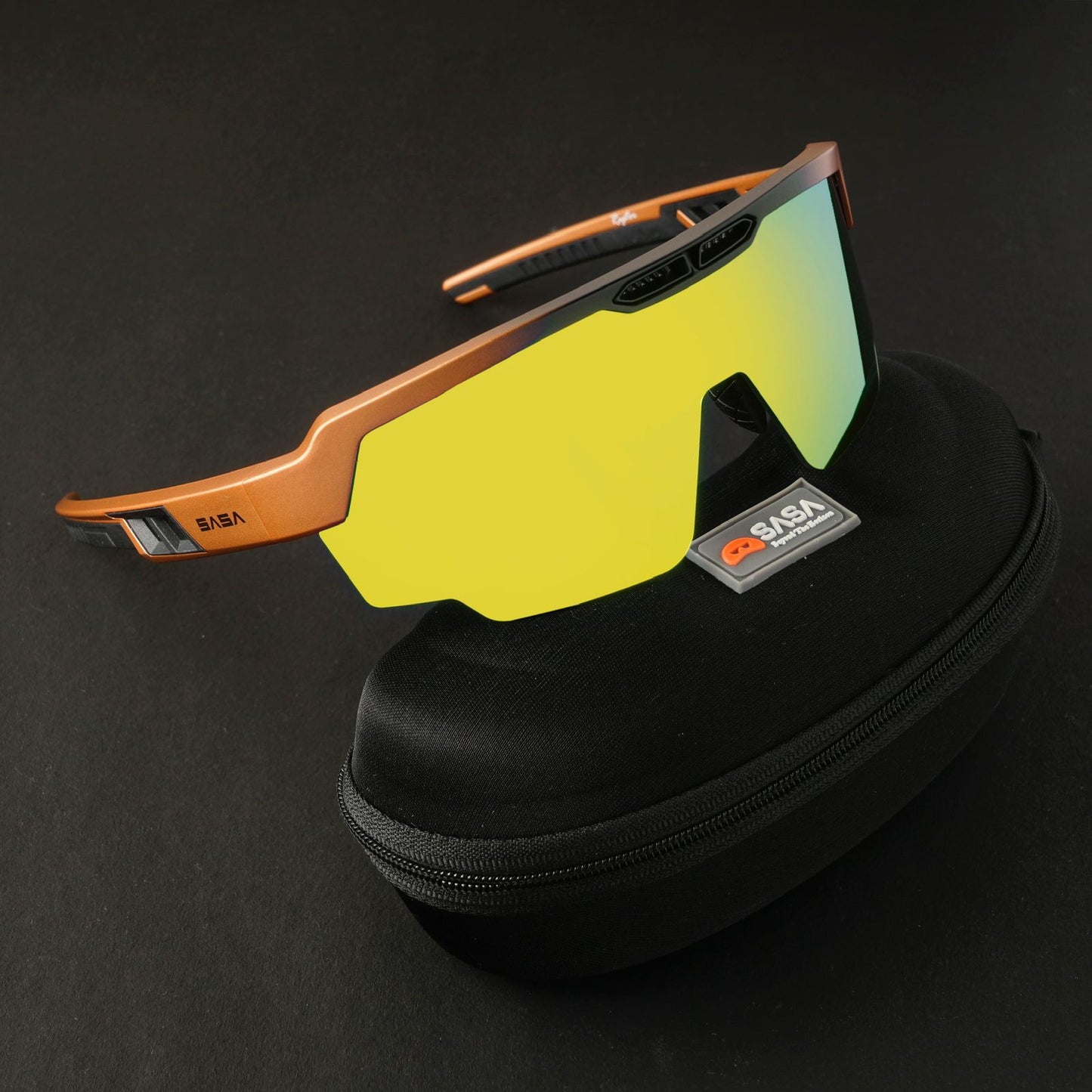 Raptor Matte Copper/Black Frame Yellow Revo Lens Sports Sunglasses for Cricket I Cycling I Marathon