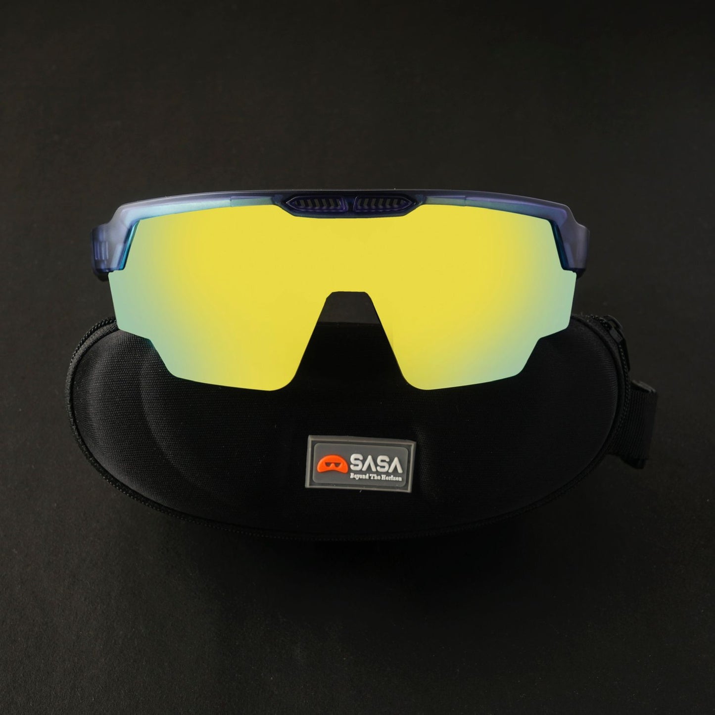 Raptor Translucent Blue Frame Yellow Revo Lens Sports Sunglasses for Cricket I Cycling I Marathon