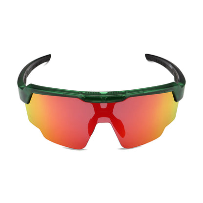 Raptor Translucent Green Frame Red Revo Lens Sports Sunglasses for Cricket I Cycling I Marathon