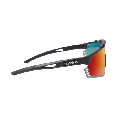 SASA Mercury Black Frame Red Revo Lens Sports Sunglasses