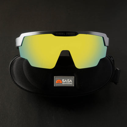 Raptor Matte Silver/Black Frame Yellow Revo Lens Sports Sunglasses for Cricket I Cycling I Marathon