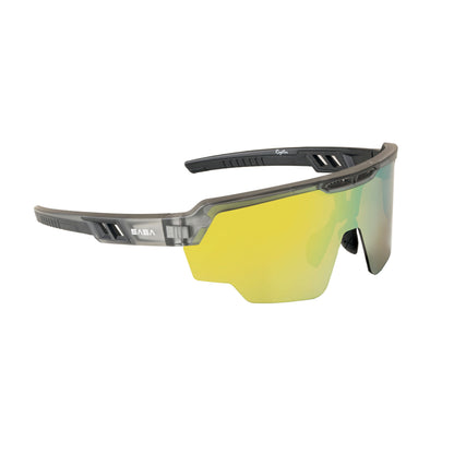 Raptor Translucent Grey Frame Yellow Revo Lens Sports Sunglasses for Cricket I Cycling I Marathon