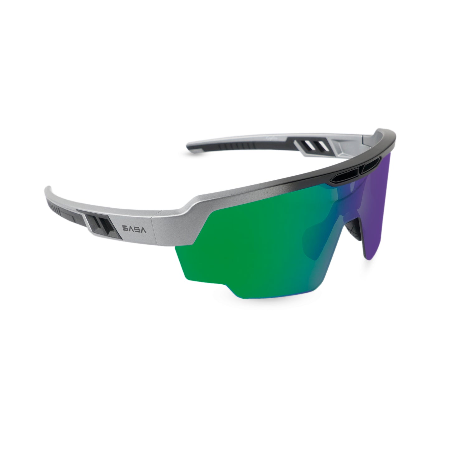Raptor Matte Silver Black Frame Green Revo Lens Sports Sunglasses for Cricket I Cycling I Marathon