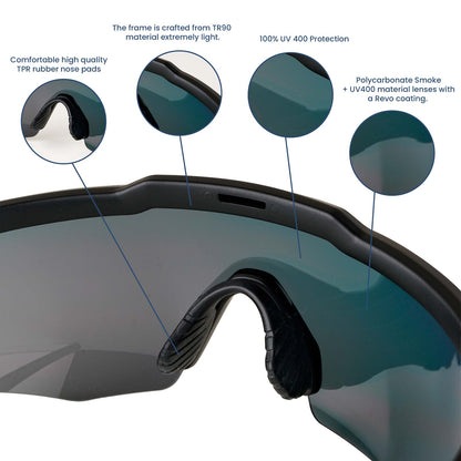 Rebound Matte Black Frame Green Revo Lens Sports Sunglasses