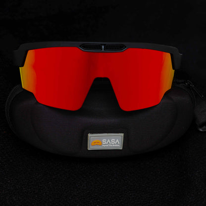 Raptor Matte Black Frame Red Revo Lens Sports Sunglasses for Cricket I Cycling I Marathon