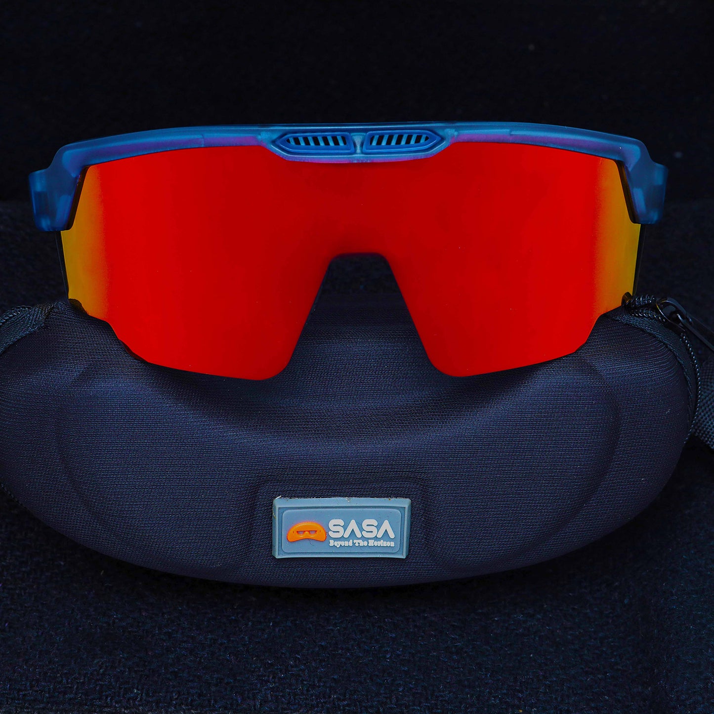 Raptor Translucent Blue Frame Red Revo Lens Sports Sunglasses for Cricket I Cycling I Marathon