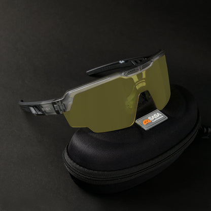 Raptor Translucent Grey Frame Night Vision Lens Sports Sunglasses for Cricket I Cycling I Marathon