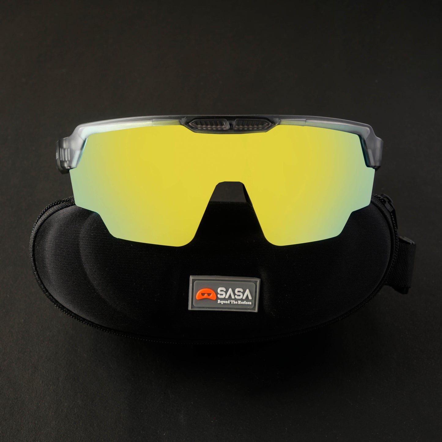 Raptor Translucent Grey Frame Yellow Revo Lens Sports Sunglasses for Cricket I Cycling I Marathon