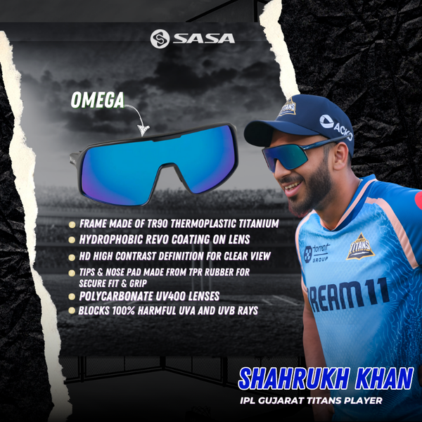 IPL Gujarat Titans Player Shahrukh Khan X SASA Omega Sports Sunglasses