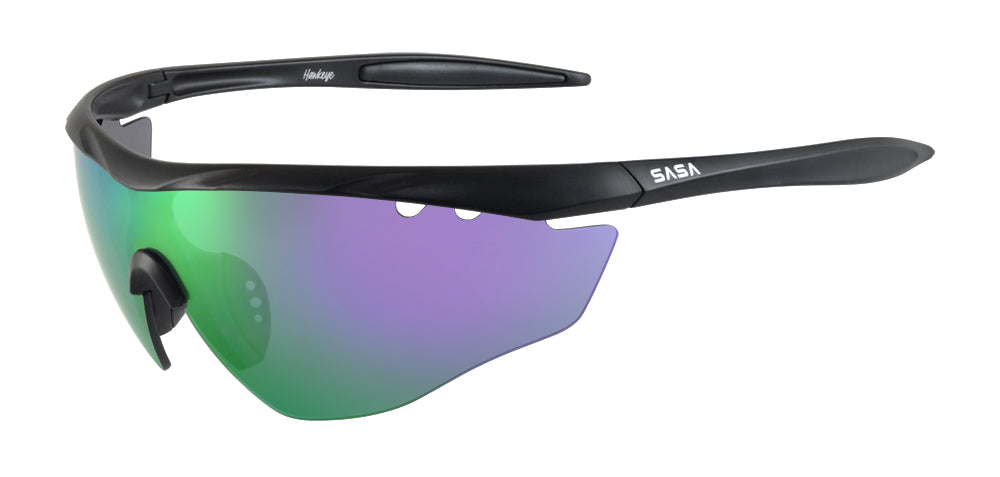 SASA Hawkeye Matte Black Frame Purple Revo Lens Sports Sunglasses