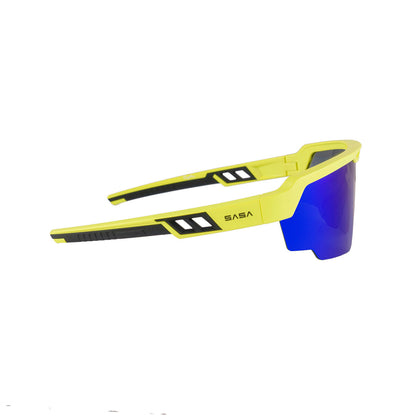 Raptor Neon Yellow Frame Blue Revo Lens Sports Sunglasses for Cricket I Cycling I Marathon