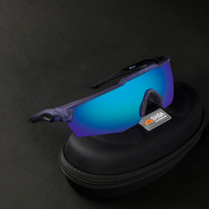 SASA Rebound Translucent Blue Frame Ice Blue Revo Lens Sports Sunglasses
