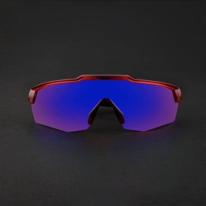 Rebound Translucent Red Frame Blue Revo Lens Sports Sunglasses