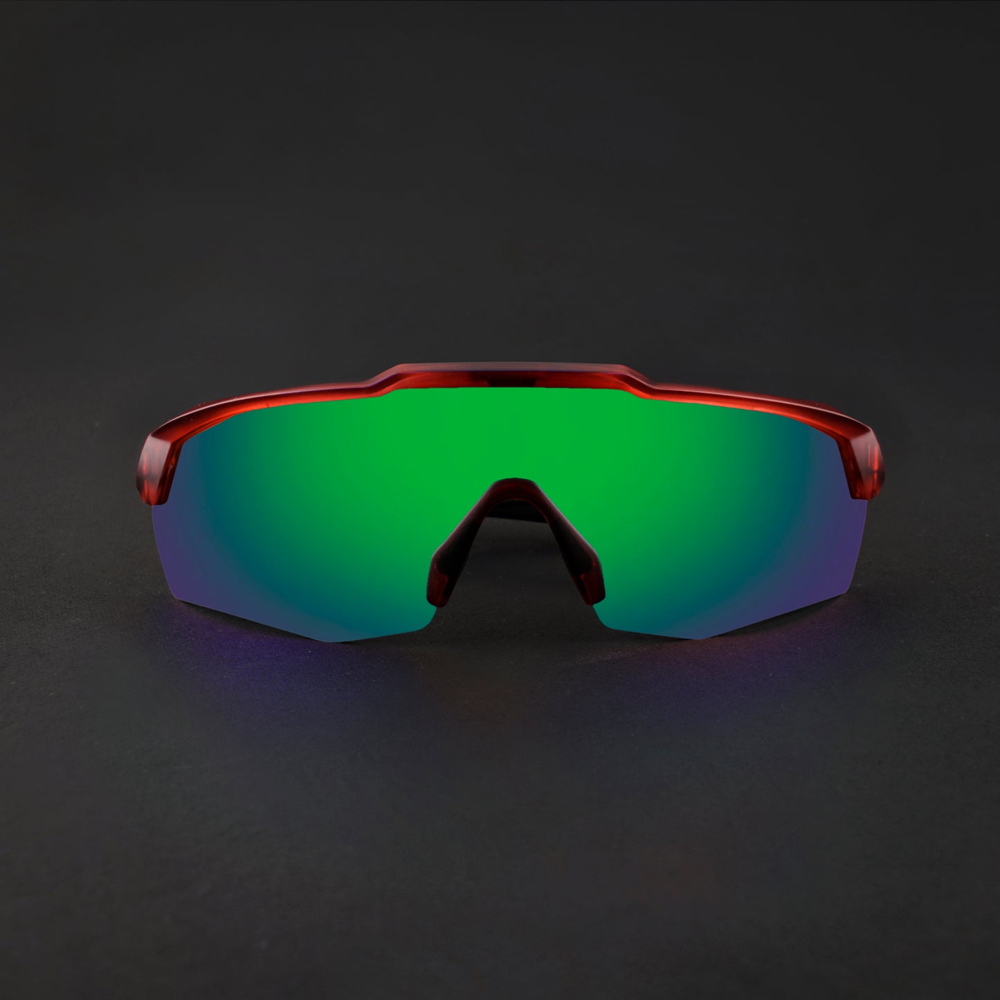 Rebound Translucent Red Frame Green Revo Lens Sports Sunglasses