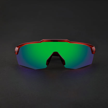 Rebound Translucent Red Frame Green Revo Lens Sports Sunglasses