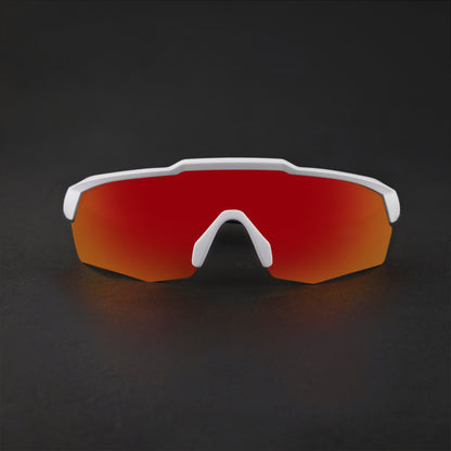Rebound Matte White Frame Red Revo Lens Sports Sunglasses