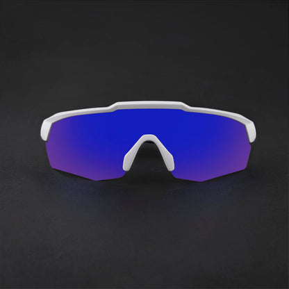 Rebound Matte White Frame Blue Revo Lens Sports Sunglasses