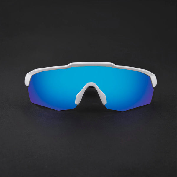 Rebound Matte White Frame Ice Blue Revo Lens Sports Sunglasses