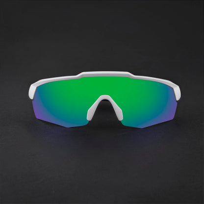 Rebound Matte White Frame Green Revo Lens Sports Sunglasses