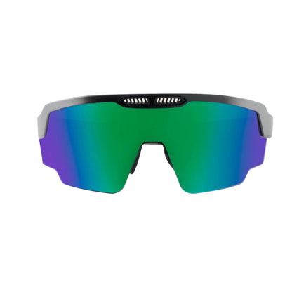 Raptor Matte Silver Black Frame Green Revo Lens Sports Sunglasses for Cricket I Cycling I Marathon