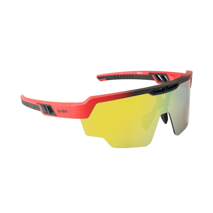 SASA Raptor Matte Red/Black Frame Yellow Revo Lens Sports Sunglasses