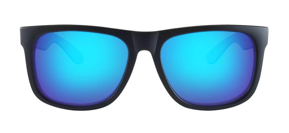 Wayfarer Sunglasses for Men | Black Frame Ice Blue Revo Lens