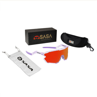 SASA Z Series Prismatic Purple Frame Red Revo Lens Sports Sunglasses