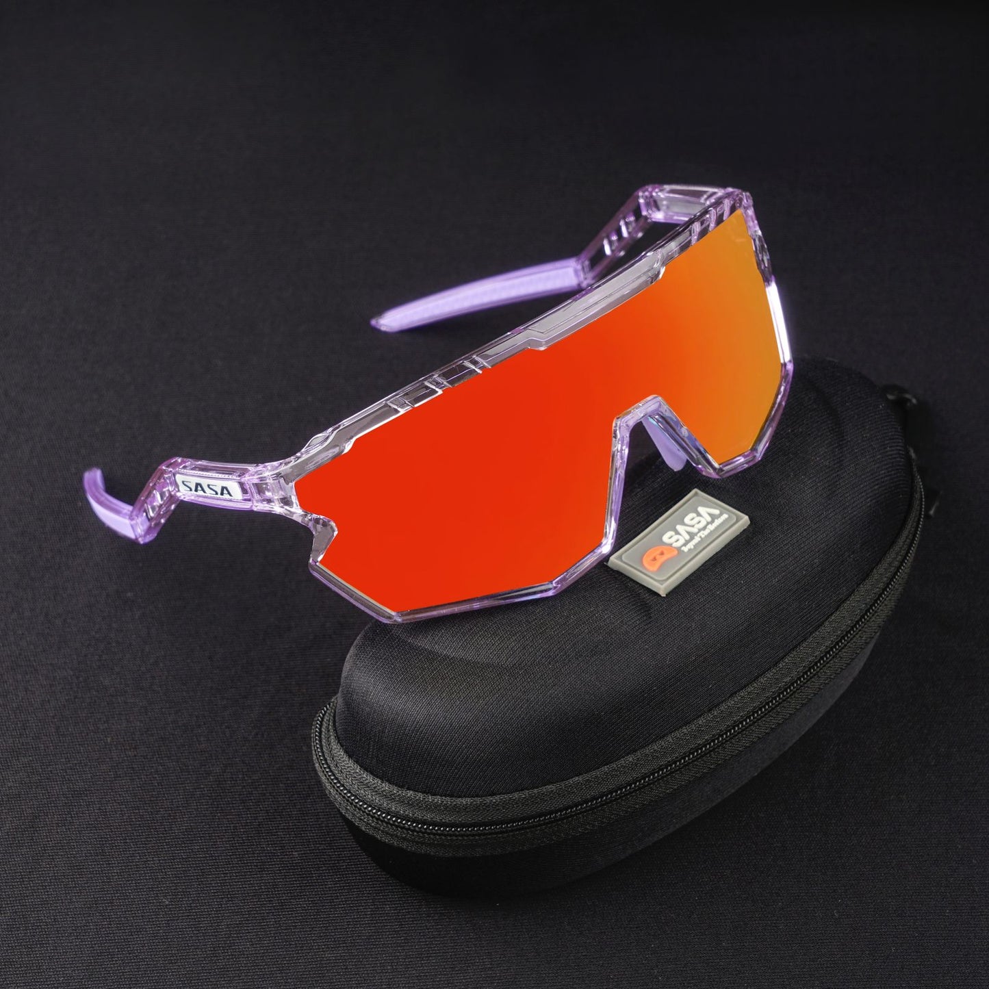 SASA Z Series Prismatic Purple Frame Red Revo Lens Sports Sunglasses