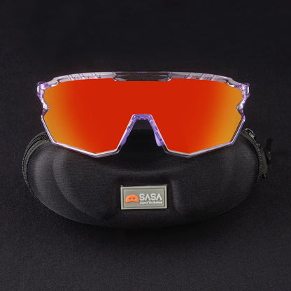 SASA Z Series Prismatic Purple Frame Red Revo Lens Sports Sunglasses