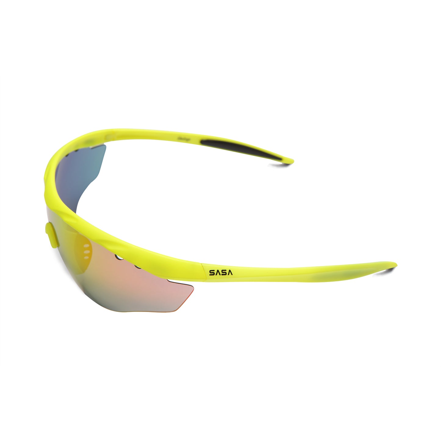 SASA Hawkeye Neon Yellow Frame Red Revo Lens Sports Sunglasses