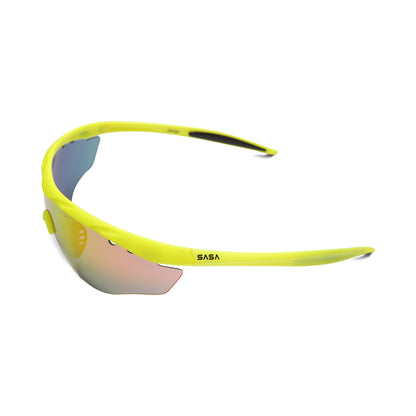 SASA Hawkeye Neon Yellow Frame Red Revo Lens Sports Sunglasses