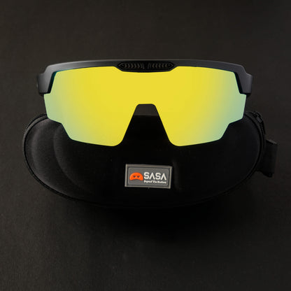Raptor Matte Black Frame Yellow Revo Lens Sports Sunglasses for Cricket I Cycling I Marathon