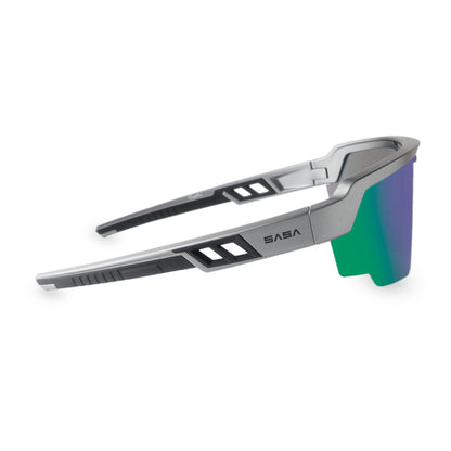 Raptor Matte Silver Black Frame Green Revo Lens Sports Sunglasses for Cricket I Cycling I Marathon