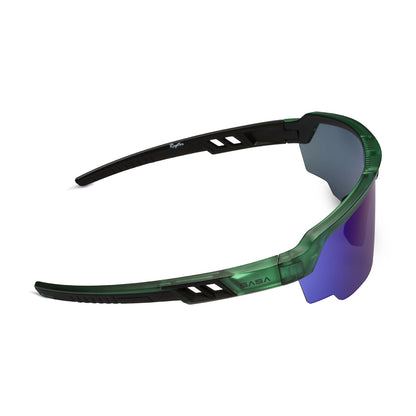Raptor Translucent Green Frame Blue Revo Lens Sports Sunglasses for Cricket I Cycling I Marathon
