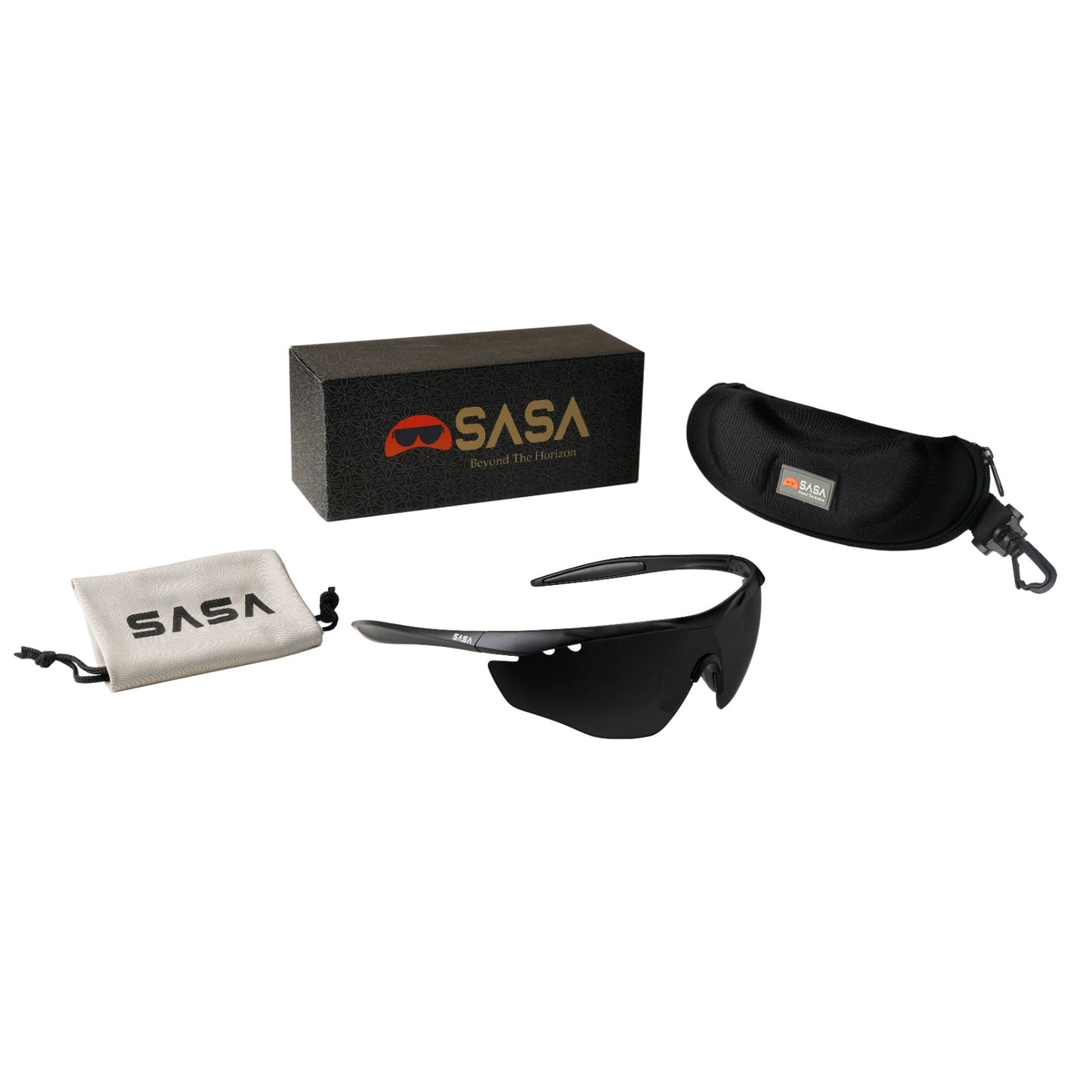 SASA Hawkeye Matte Black Frame Black Lens Sports Sunglasses