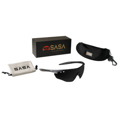 SASA Hawkeye Matte Black Frame Black Lens Sports Sunglasses