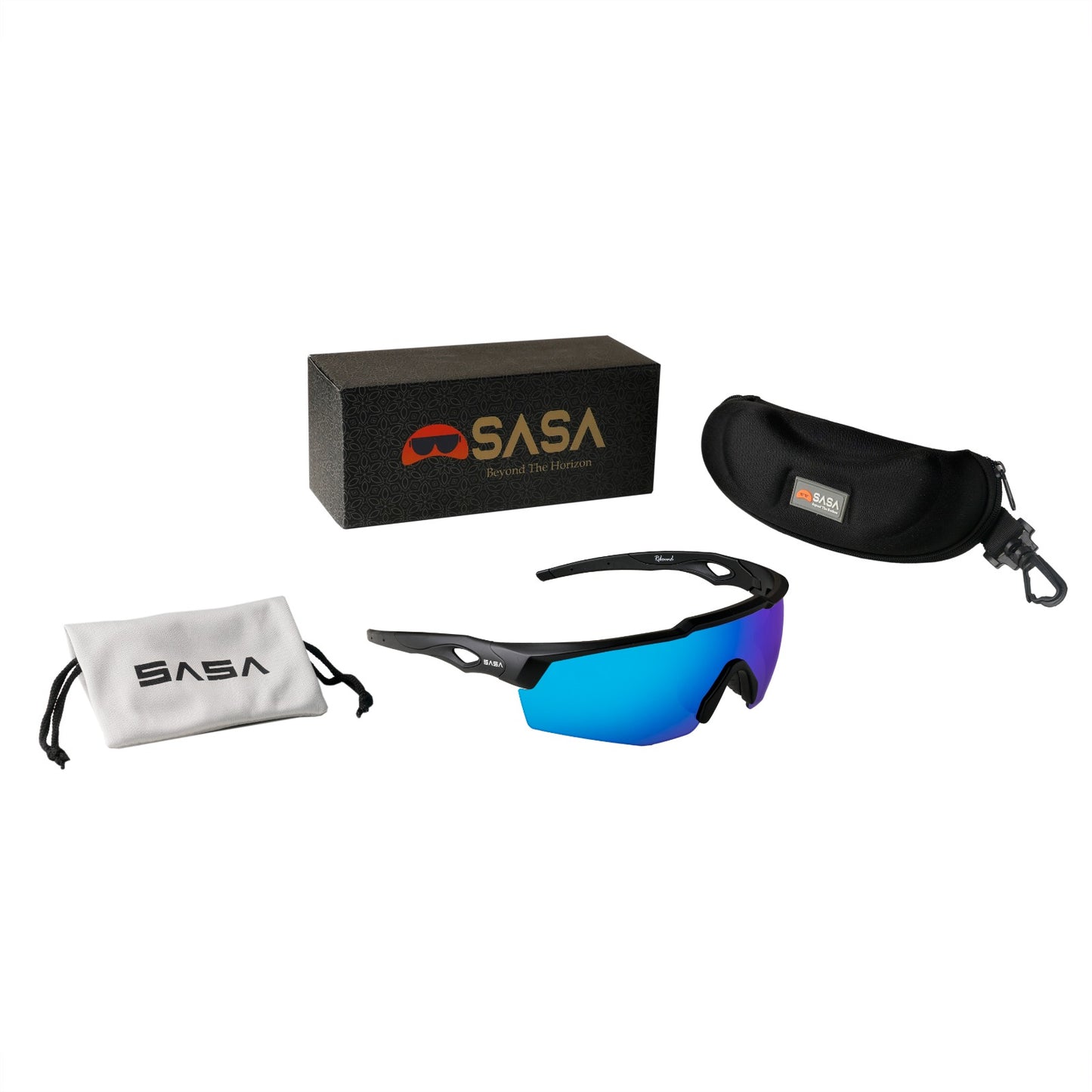 Rebound Frame Matte Black Frame Ice Blue Revo Lens Sports Sunglasses