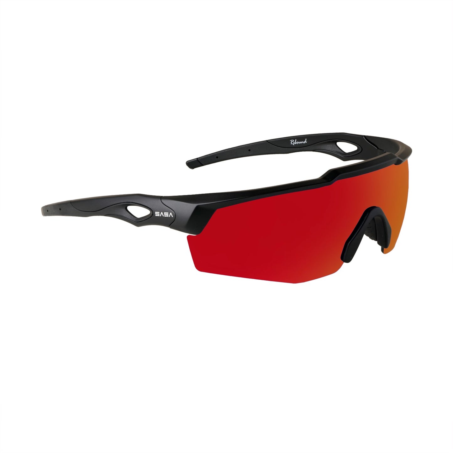 Rebound Matte Black Frame Red Revo Lens Sports Sunglasses
